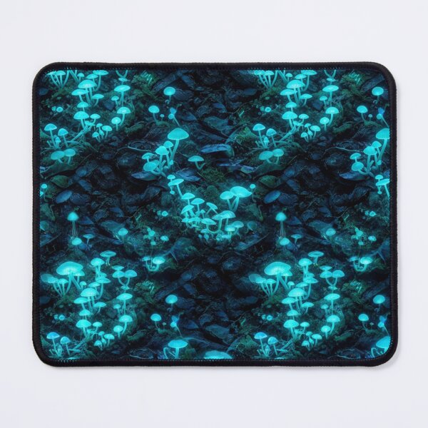 Item preview, Luminous Bioluminescent Mushrooms Glowing In Dark Forest designed and sold by Owcomm.
