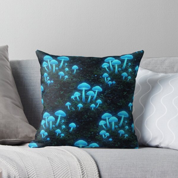 Item preview, Bioluminescent Blue Glowing Mushrooms Forest Pattern designed and sold by Owcomm.