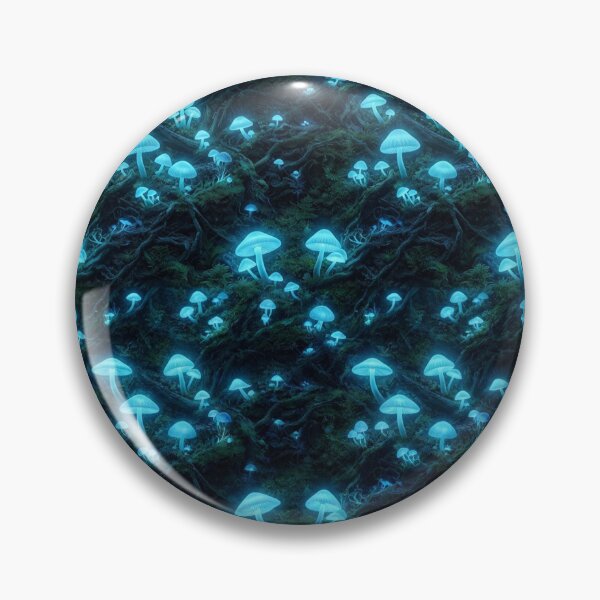 Item preview, Glowing Bioluminescent Mushrooms in Dark Forest designed and sold by Owcomm.