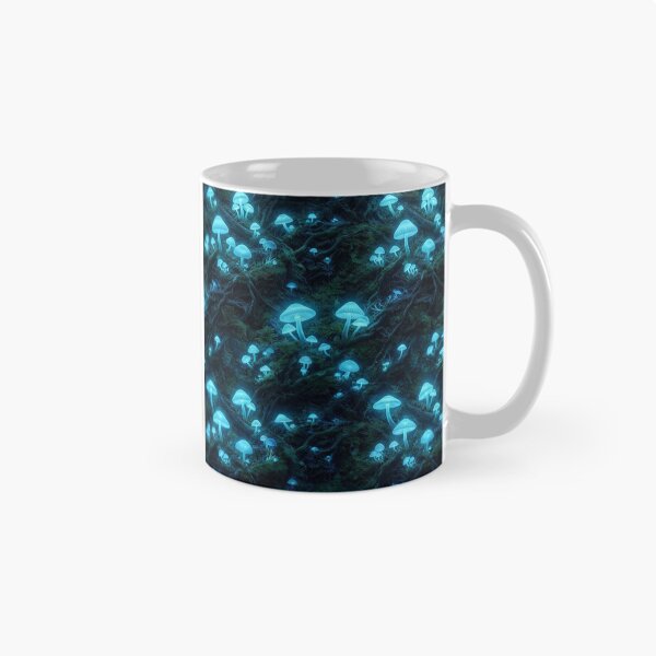 Item preview, Glowing Bioluminescent Mushrooms in Dark Forest designed and sold by Owcomm.