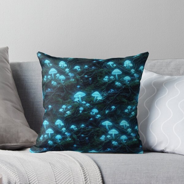 Item preview, Glowing Bioluminescent Mushrooms in Dark Forest designed and sold by Owcomm.