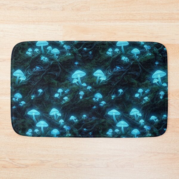 Item preview, Glowing Bioluminescent Mushrooms in Dark Forest designed and sold by Owcomm.