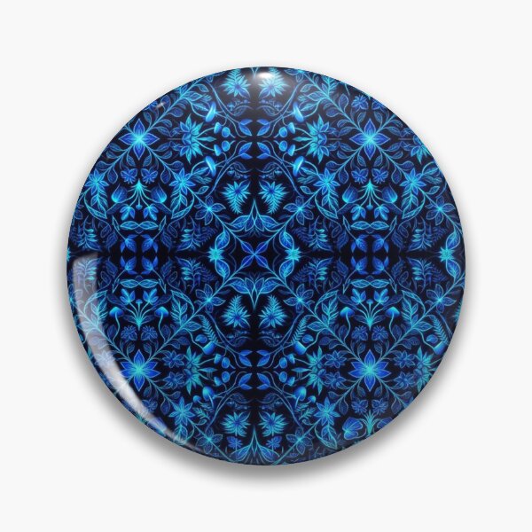 Item preview, Bioluminescent Blue Botanical Mushroom Forest Pattern designed and sold by Owcomm.