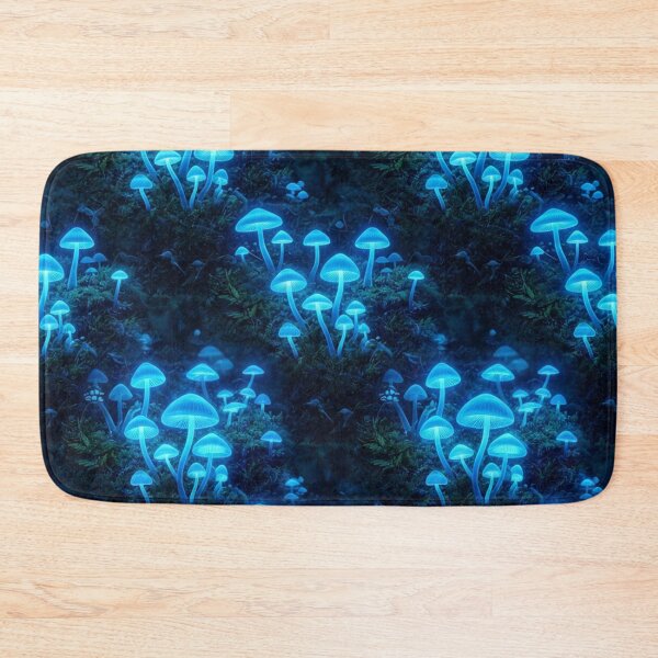 Item preview, Glowing Bioluminescent Blue Mushroom Forest Pattern designed and sold by Owcomm.