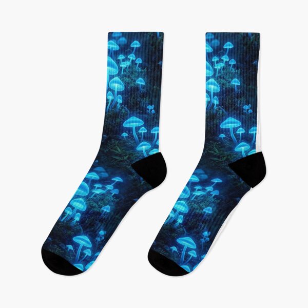 Item preview, Glowing Bioluminescent Blue Mushroom Forest Pattern designed and sold by Owcomm.