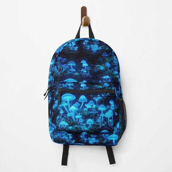 Item preview, Glowing Blue Bioluminescent Mushrooms In Forest designed and sold by Owcomm.
