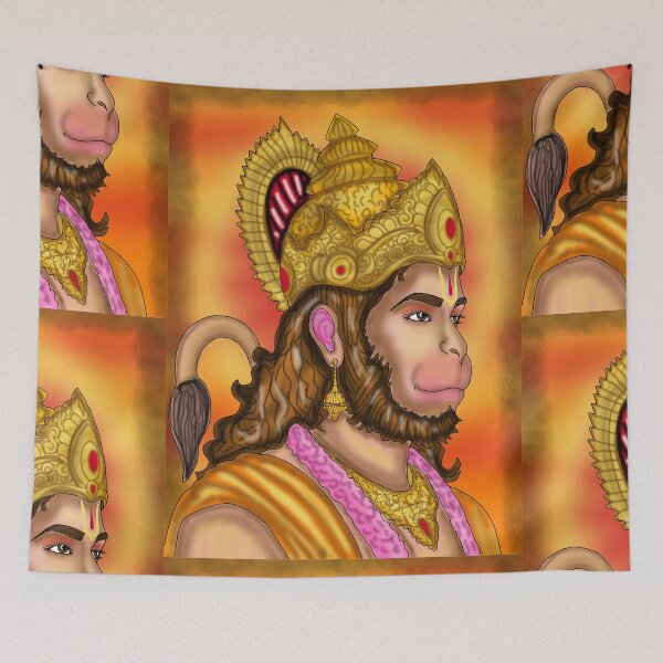 Item preview, Lord Hanuman Digital Drawing | Hindu Deity Illustration & Devotional Art designed and sold by Harshit_Digital_Arts.