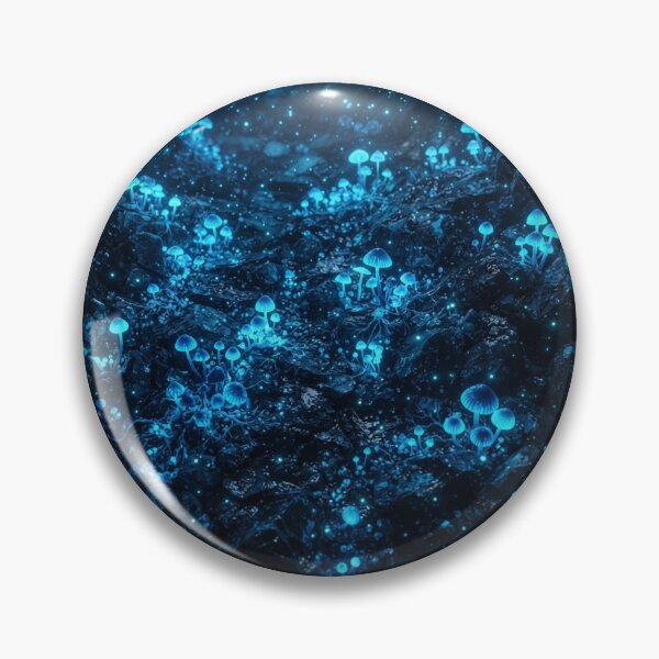 Item preview, Luminous Bioluminescent Blue Mushrooms in Dark Cave designed and sold by Owcomm.