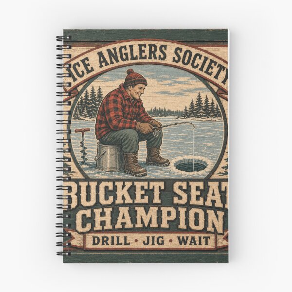 Item preview, Bucket Seat Champion Ice Fishing Humor Retro Lodge Emblem designed and sold by BoosterShop.