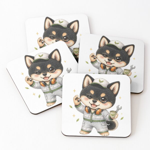 Item preview, Mechanic Black and Tan Shiba Inu OK Sign designed and sold by Kawaii Matcha Studio.