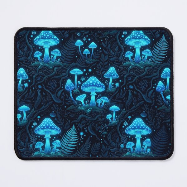Item preview, Glowing Bioluminescent Mushrooms in Dark Forest designed and sold by Owcomm.