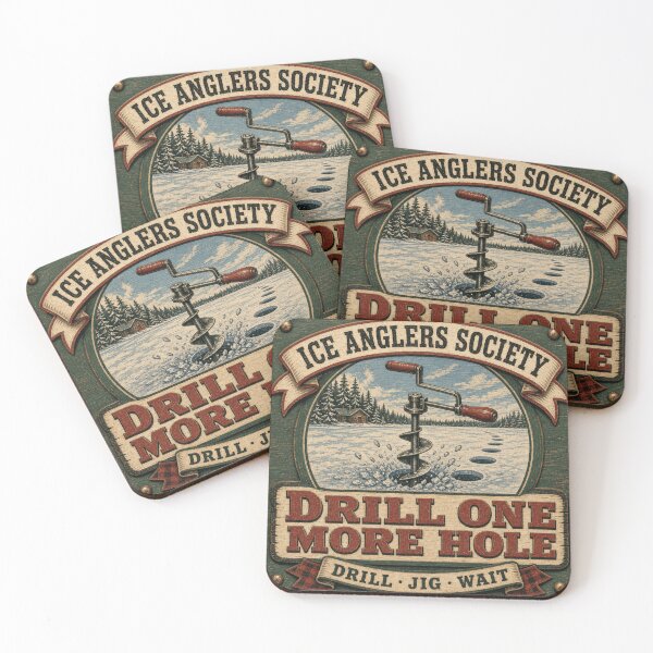 Item preview, Drill One More Hole Ice Auger Fishing Retro Club Badge designed and sold by BoosterShop.