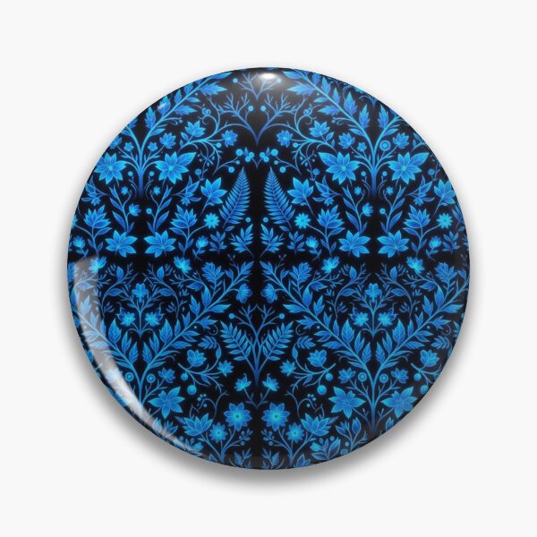 Item preview, Glowing Electric Blue Floral Damask Pattern designed and sold by Owcomm.
