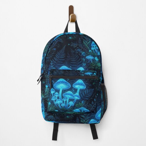 Item preview, Bioluminescent Blue Mushrooms In Dark Forest Ferns designed and sold by Owcomm.