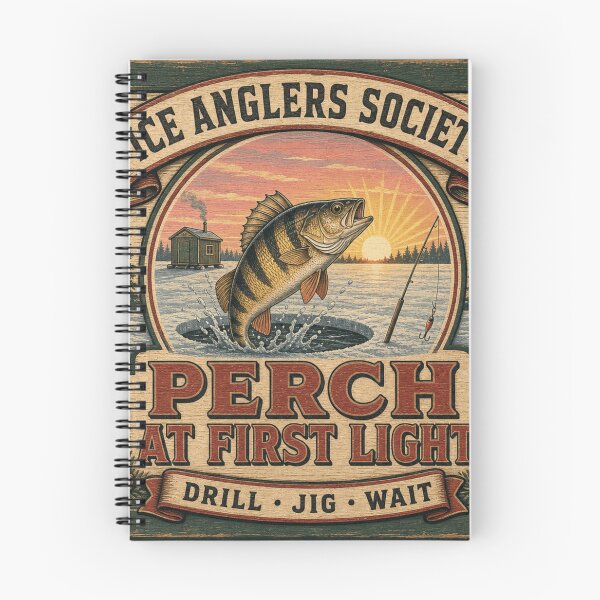 Item preview, Perch At First Light Perch Fishing Ice Angler Sunrise Emblem designed and sold by BoosterShop.