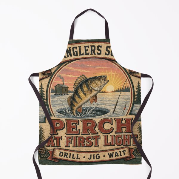 Item preview, Perch At First Light Perch Fishing Ice Angler Sunrise Emblem designed and sold by BoosterShop.