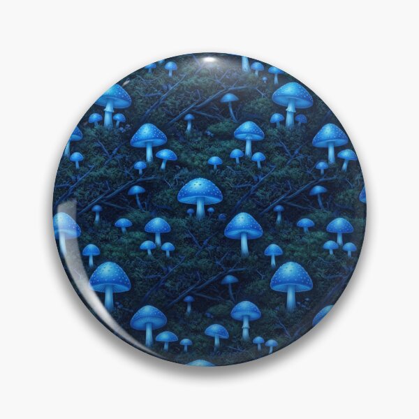 Item preview, Glowing Blue Mushrooms In Dark Forest Moss designed and sold by Owcomm.
