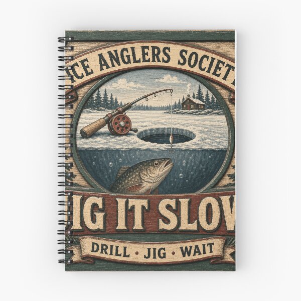 Item preview, Jig It Slow Jigging Ice Fishing Retro Lodge Emblem designed and sold by BoosterShop.