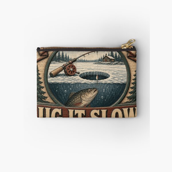 Item preview, Jig It Slow Jigging Ice Fishing Retro Lodge Emblem designed and sold by BoosterShop.