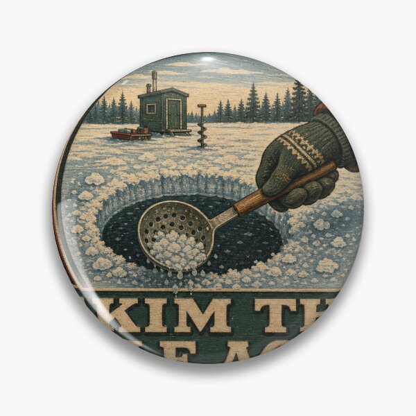 Item preview, Skim The Hole Again Ice Angler Humor Retro Club Badge designed and sold by BoosterShop.