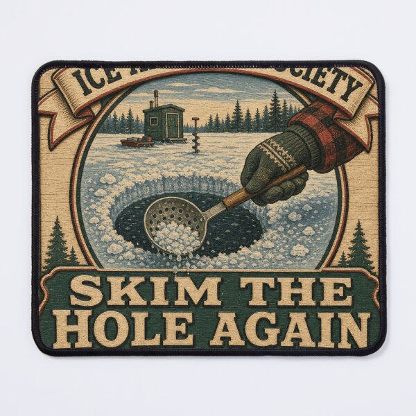 Item preview, Skim The Hole Again Ice Angler Humor Retro Club Badge designed and sold by BoosterShop.