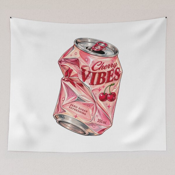 Item preview, Cherry Vibes – Crushed Pink Soda Can Retro Aesthetic designed and sold by SupplyCode.