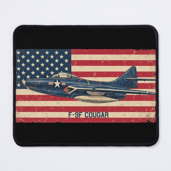 Item preview, F9F Cougar Jet Fighter Vintage Aviation American Flag designed and sold by MilitaryMart.