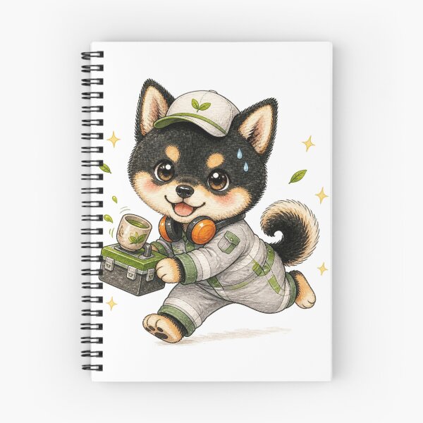 Item preview, Hurrying Mechanic Black and Tan Shiba Inu designed and sold by Kawaii Matcha Studio.