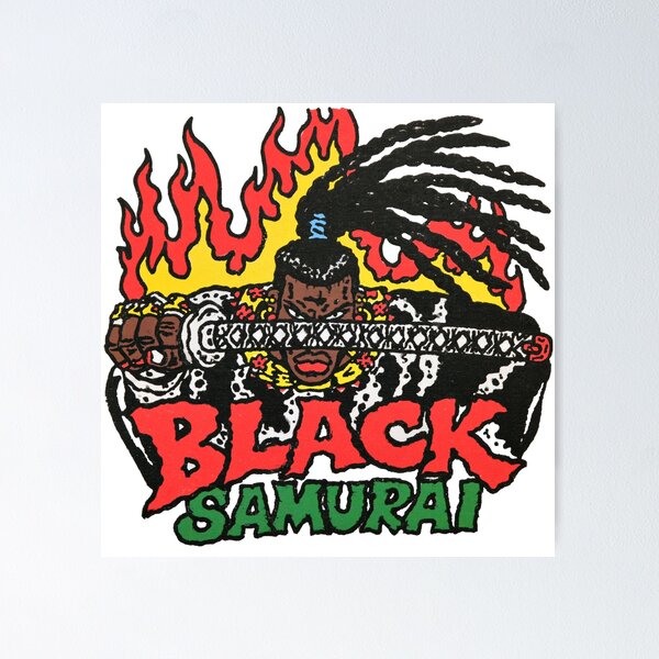 Item preview, Black Samurai Flaming Katana Warrior designed and sold by GrooveAndGlow.