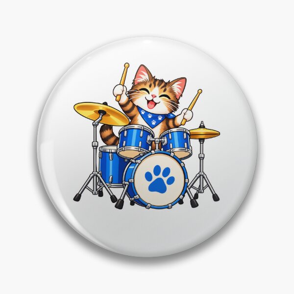Item preview, Cute Tabby Cat Playing Drums - Musical Kitten designed and sold by Myra365Art.