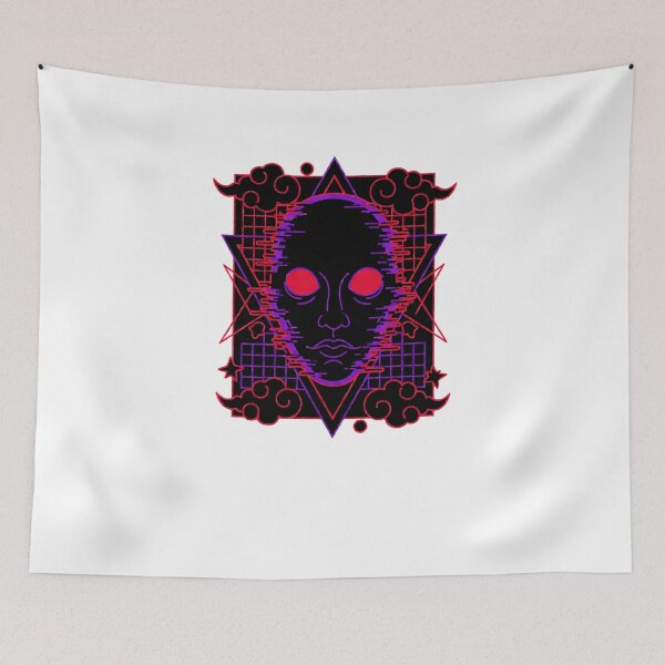 Item preview, Cyberpunk Glitch Portrait with Red Glowing Eyes - Neon Synthwave Vector Art designed and sold by cannsuh.
