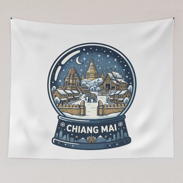 Item preview, Vintage Chiang Mai Snow Globe Travel Badge designed and sold by k3rstman1.