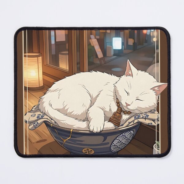 Item preview, Cozy Japanese Cat Sleeping in Kintsugi Ramen Bowl | Aesthetic Anime Art designed and sold by HeloyPinter.