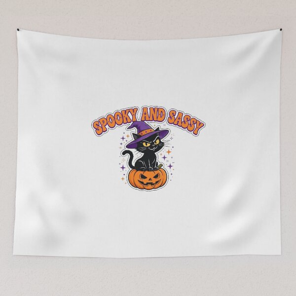 Item preview, Spooky and Sassy Black Cat Witch Hat Halloween (Light) designed and sold by TheDaddyDude.