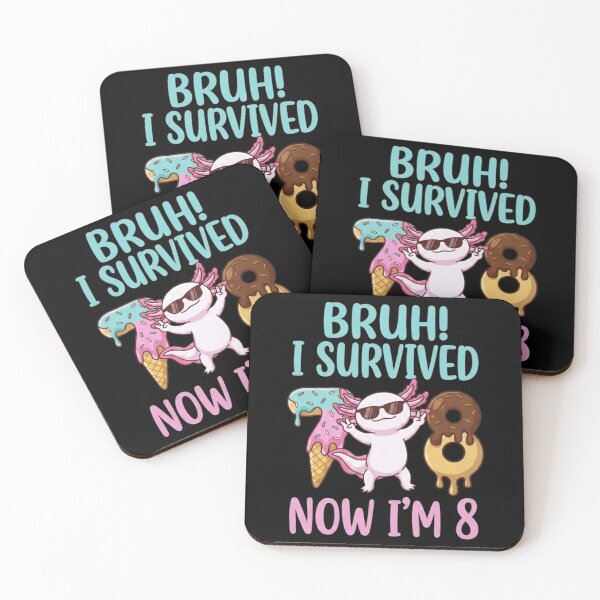 Item preview, Bruh I Survived 7 Now I’m 8 Funny Axolotl Birthday designed and sold by MiALopezArt.