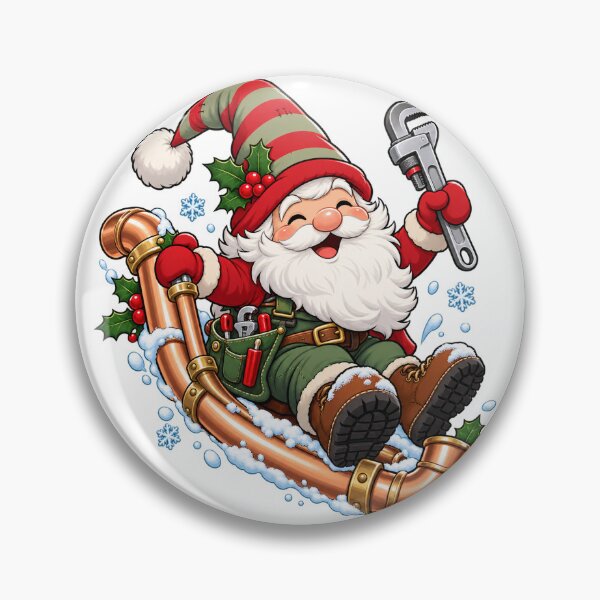 Item preview, Christmas Plumber Gnome Riding a Copper Pipe Sleigh designed and sold by skyartdesign.