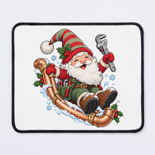 Item preview, Christmas Plumber Gnome Riding a Copper Pipe Sleigh designed and sold by skyartdesign.