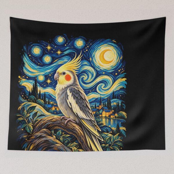 Item preview, Cockatiel Starry Night Painting designed and sold by Knightzoro Studio.