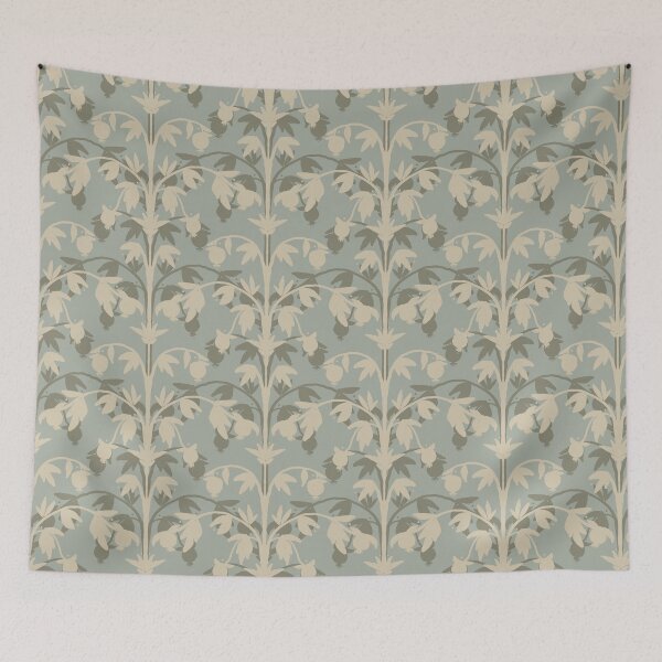 Item preview, Sophisticated Trailing Pomegranate - Cream & Blue designed and sold by LoveAlways-AEP.