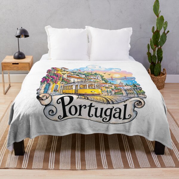Item preview, Lisbon Yellow Tram Portugal Travel Illustration designed and sold by EdwinkOne.