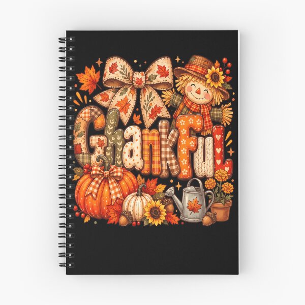 Item preview, Autumn Thankful Typography with Scarecrow, Pumpkins and Fall Leaves designed and sold by ArcaneArtistry.