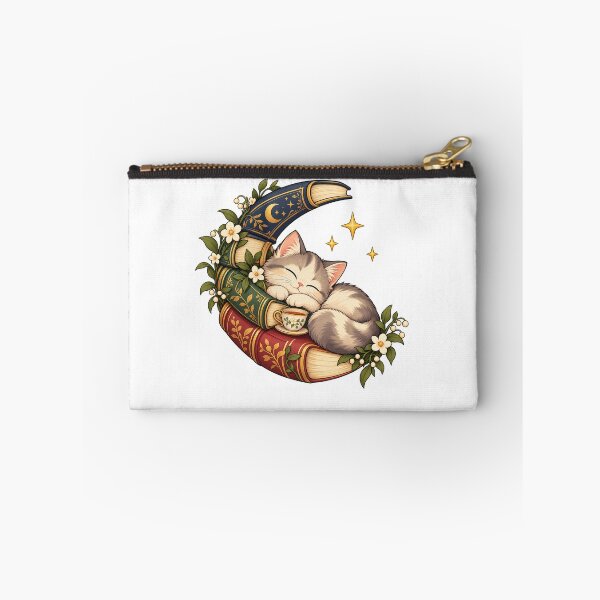 Item preview, Sleeping Kitten on a Botanical Book Crescent Moon designed and sold by skyartdesign.