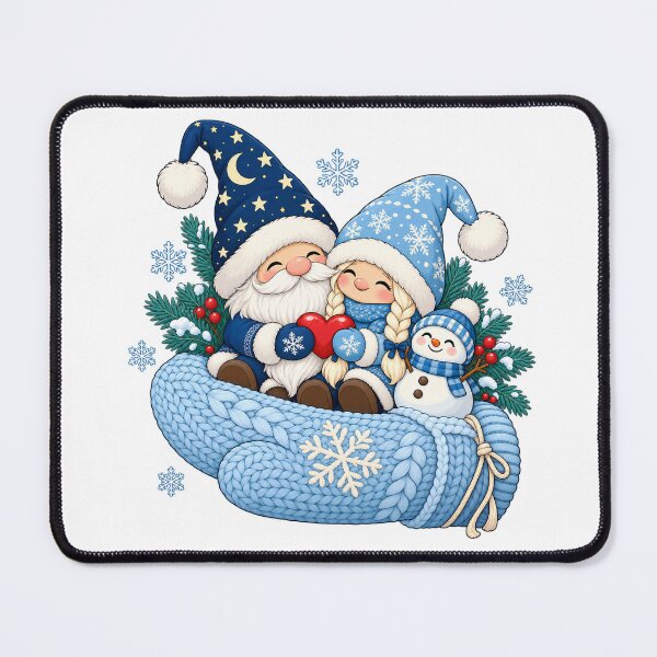 Item preview, Cozy Winter Gnome Couple in a Blue Knitted Mitten designed and sold by skyartdesign.
