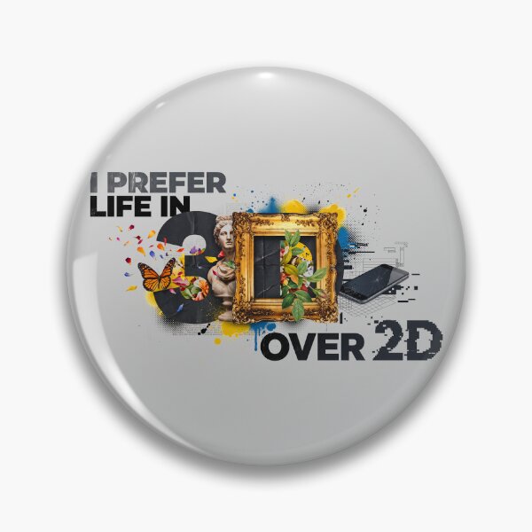 Item preview, I Prefer Life In 3D Over 2D Surreal Art Collage Graphic designed and sold by KiwiRider.