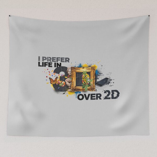 Item preview, I Prefer Life In 3D Over 2D Surreal Art Collage Graphic designed and sold by KiwiRider.