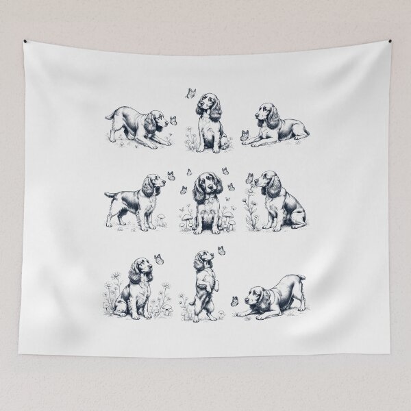 Item preview, Vintage Field Spaniel with Butterfly Flower Dog Lover designed and sold by dian-rody-crest.