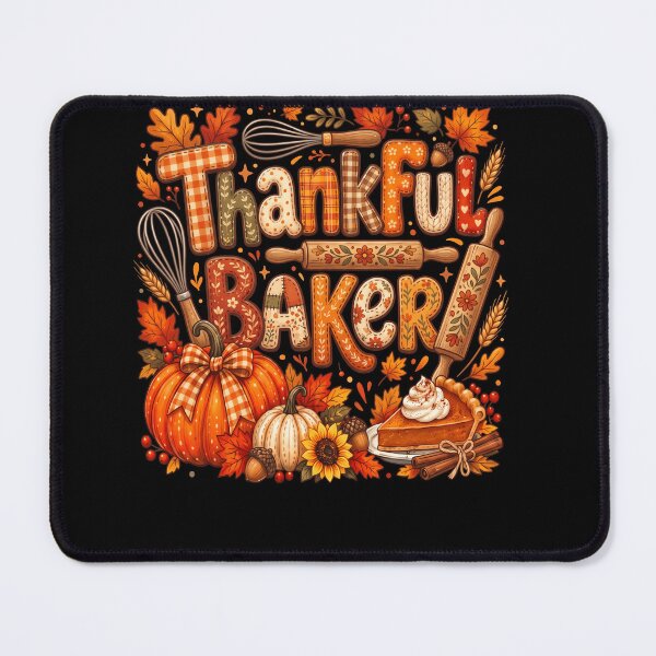 Item preview, Thankful Baker Autumn Pumpkin Pie Rolling Pin and Fall Leaves Illustration designed and sold by ArcaneArtistry.