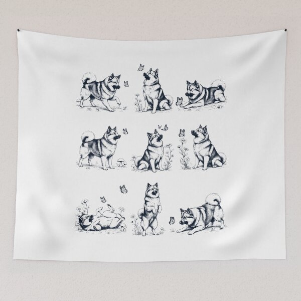 Item preview, Vintage Icelandic Sheepdog with Butterfly Flower Dog Lover designed and sold by dian-rody-crest.