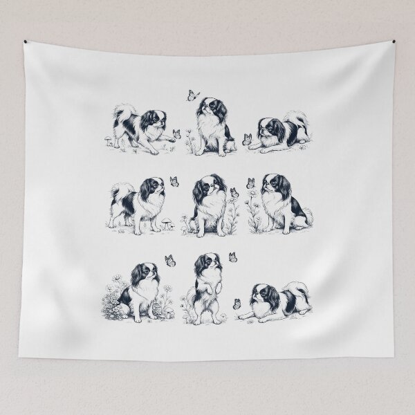 Item preview, Vintage Japanese Chin with Butterfly Flower Dog Lover designed and sold by dian-rody-crest.