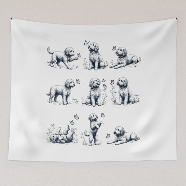 Item preview, Vintage Labradoodle with Butterfly Flower Dog Lover designed and sold by dian-rody-crest.